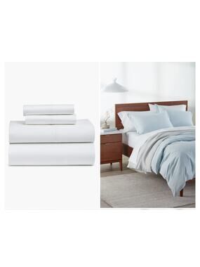 400 Thread Count Organic Cotton Sateen Sheet Set Nordstrom NEW White Queen